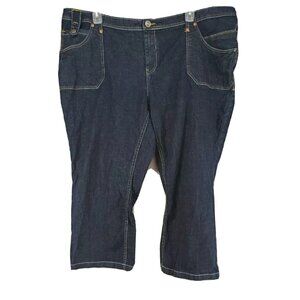 Venezia Capri Women's Plus Sz 26 Dark Wash Stretch Fashion Stitching